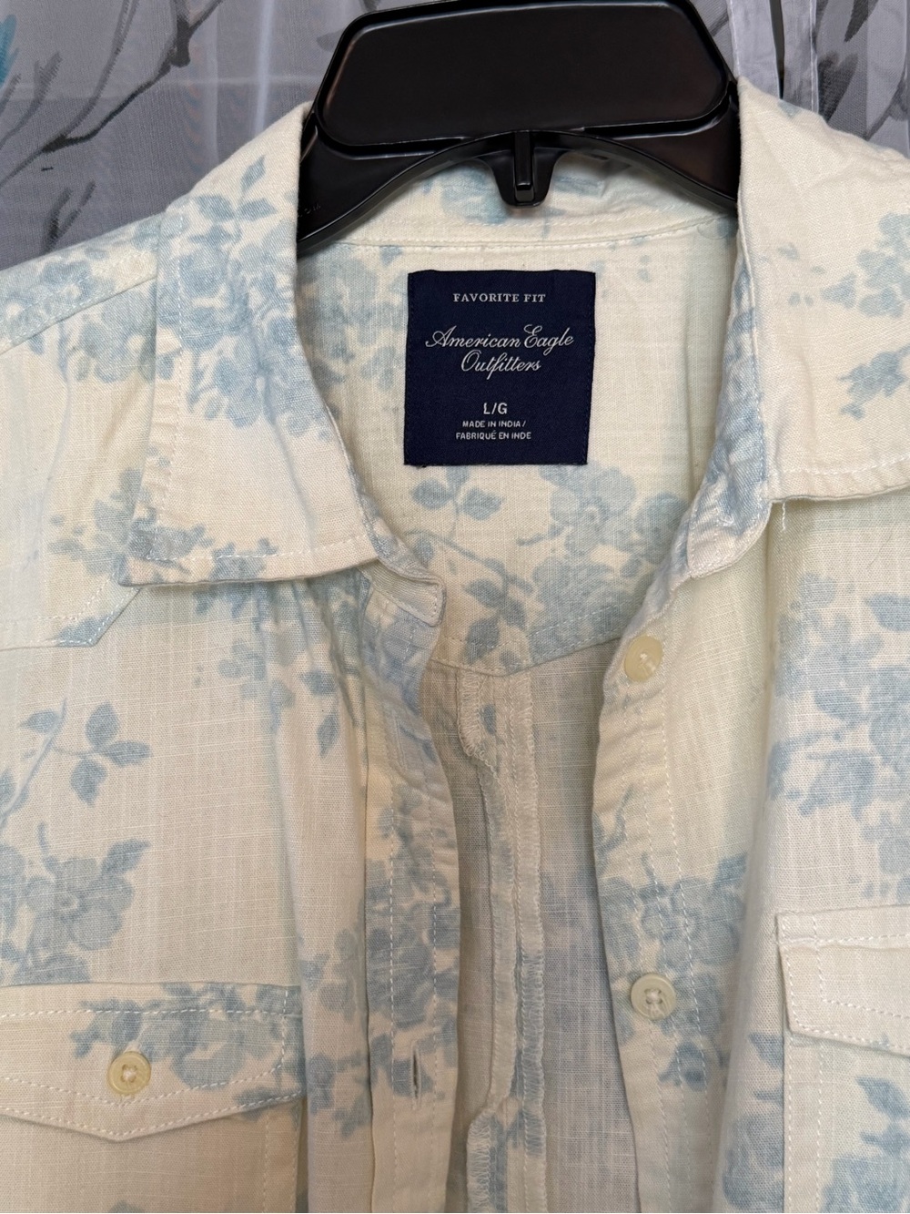 American Eagle Outfitters Cream Lightweight Button-Up Top large